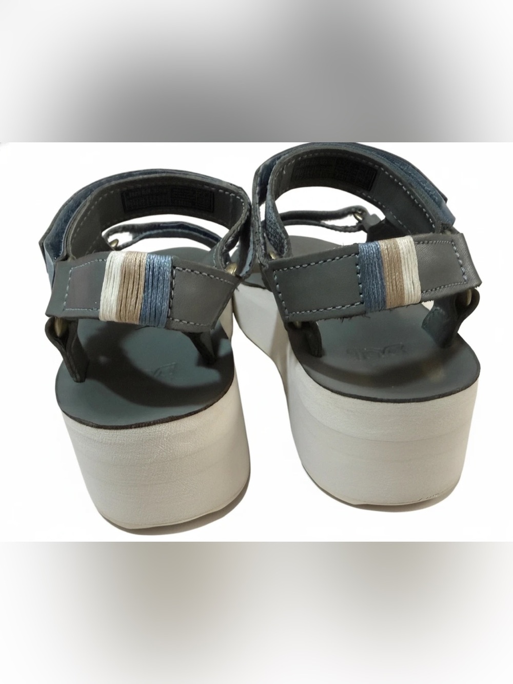 Teva Women’s Platform Sandals with White Soles in Blue, Size 8 - Picture 5 of 8